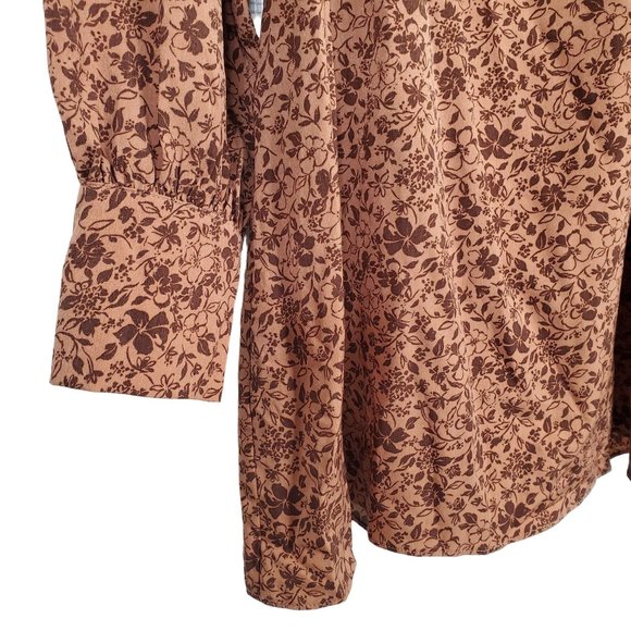 Lush NWT Size L Dress Mini Smocked Cutout Back Puff Sleeve Woodland Floral Rust - Picture 5 of 11